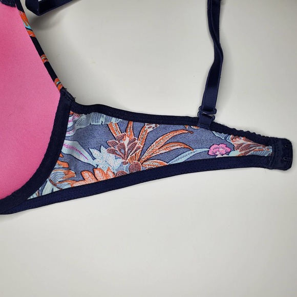 PINK BY VICTORIA'S SECRET WEAR EVERYWHERE PUSH UP BRA SIZE 34C BLUE FLORAL - Picture 5 of 5
